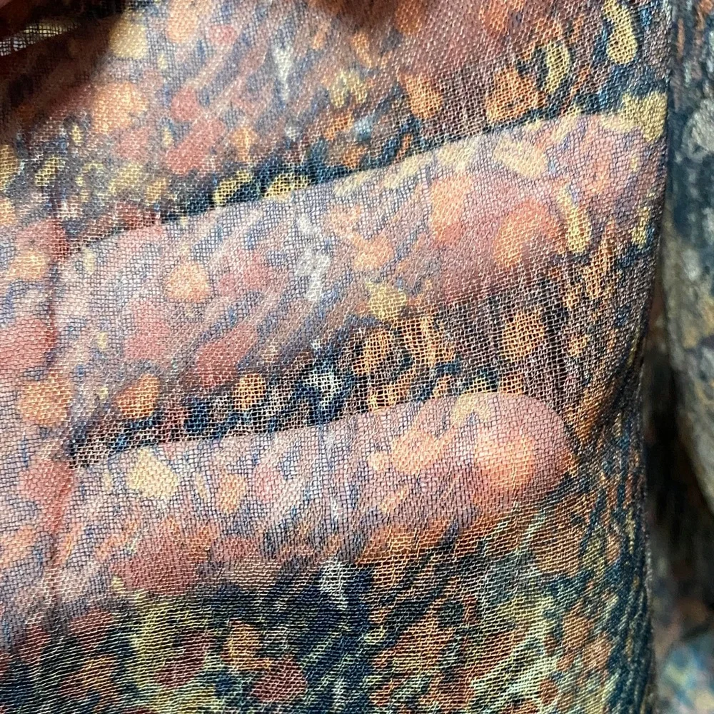 Vintage sheer Multicolor Patterned 59” x 15” Scarf